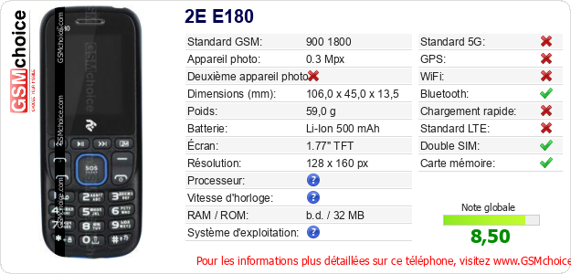 2E E180 Fiche technique 2E E180 Fiche technique