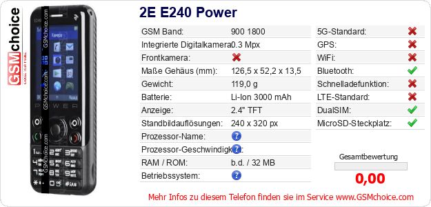 2E E240 Power technische Daten 2E E240 Power technische Daten