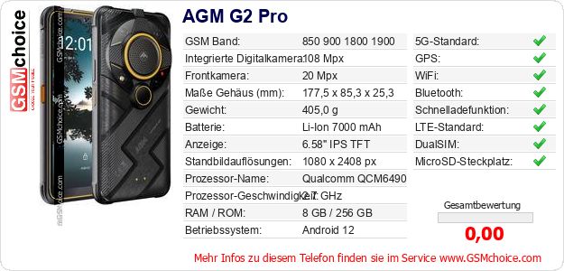 AGM G2 Pro technische Daten AGM G2 Pro technische Daten