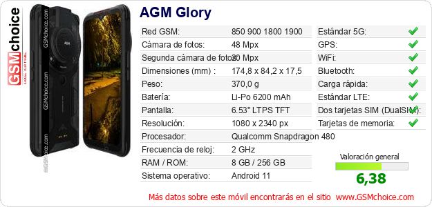 AGM Glory Datos técnicos del móvil 