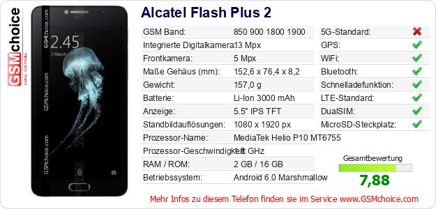 Alcatel Flash Plus 2 technische Daten Alcatel Flash Plus 2 technische Daten