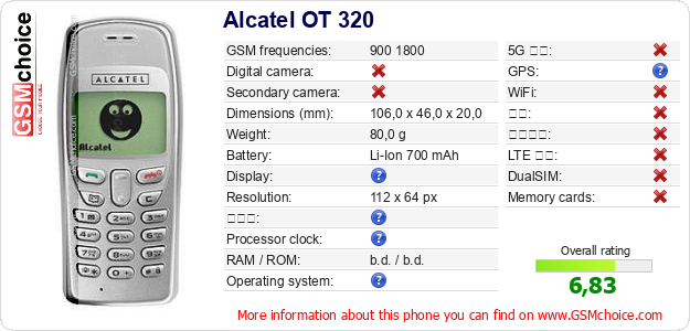 Alcatel OT 320 手机技术数据