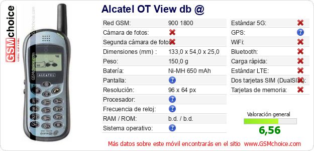 Alcatel OT View db @ Datos técnicos del móvil Alcatel OT View db @ Datos técnicos del móvil