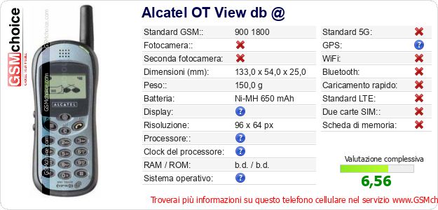 Alcatel OT View db @ Dati tecnici di telefono cellulare Alcatel OT View db @ Dati tecnici di telefono cellulare