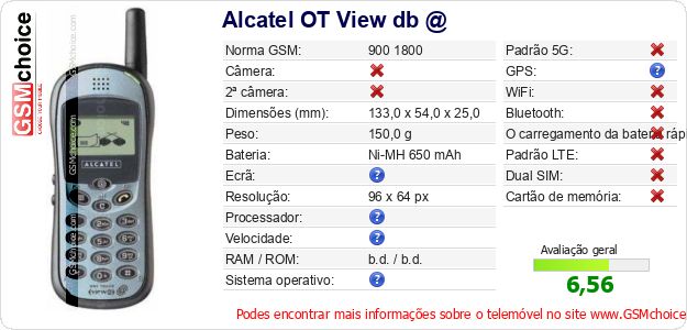 Alcatel OT View db @ Especificações técnicas do telemóvel Alcatel OT View db @ Especificações técnicas do telemóvel