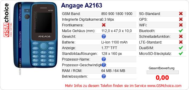 Angage A2163 technische Daten Angage A2163 technische Daten