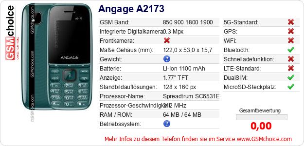 Angage A2173 technische Daten Angage A2173 technische Daten