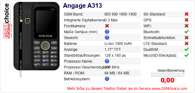 Angage A313 technische Daten Angage A313 technische Daten