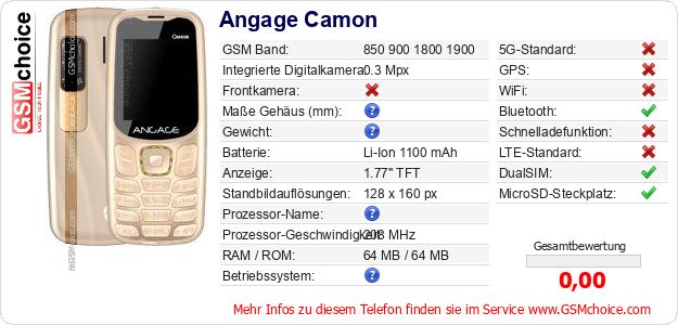 Angage Camon technische Daten Angage Camon technische Daten