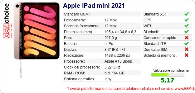 Apple iPad mini 2021 Dati tecnici di telefono cellulare 