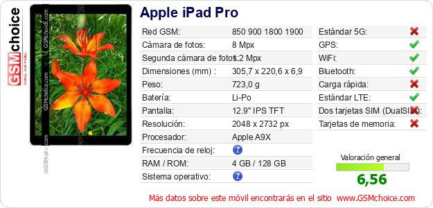 Apple iPad Pro Datos técnicos del móvil 