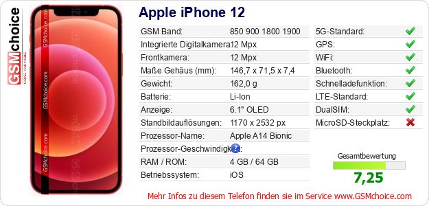 Apple iPhone 12 technische Daten Apple iPhone 12 technische Daten