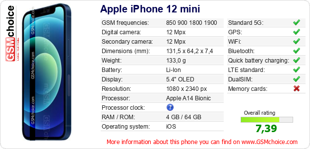 Apple iPhone 12 mini technical specifications Apple iPhone 12 mini technical specifications