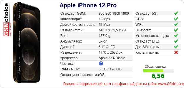 Apple iPhone 12 Pro Технические данные телефона Apple iPhone 12 Pro Технические данные телефона