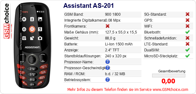 Assistant AS-201 technische Daten Assistant AS-201 technische Daten