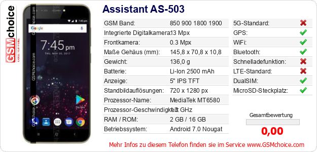 Assistant AS-503 technische Daten Assistant AS-503 technische Daten