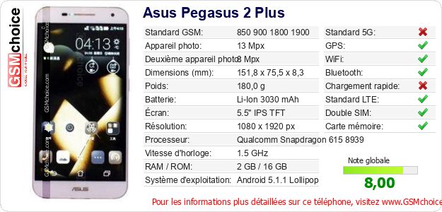 Asus Pegasus 2 Plus Fiche technique
