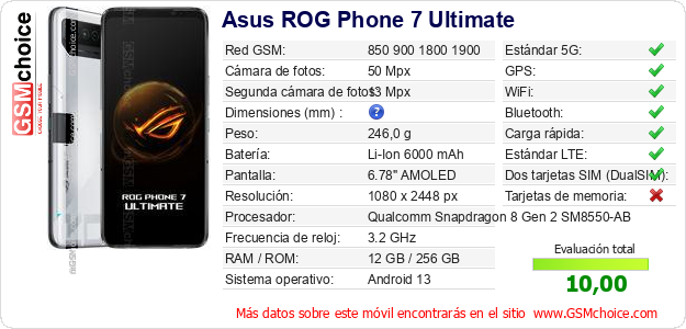 Asus ROG Phone 7 Ultimate Datos técnicos del móvil Asus ROG Phone 7 Ultimate Datos técnicos del móvil