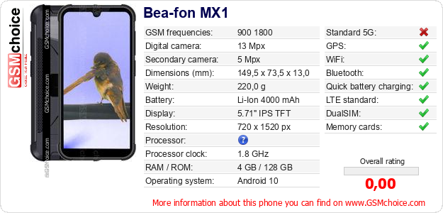 Bea-fon MX1 technical specifications Bea-fon MX1 technical specifications