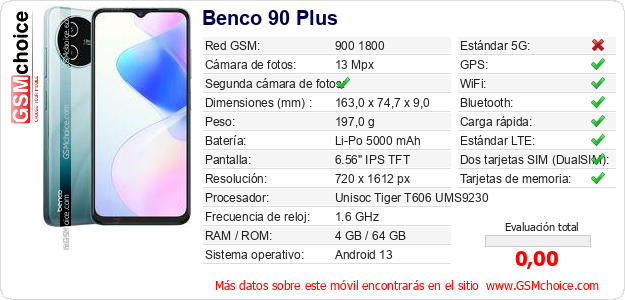 Benco 90 Plus Datos técnicos del móvil Benco 90 Plus Datos técnicos del móvil