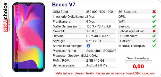 Benco V7 technische Daten Benco V7 technische Daten
