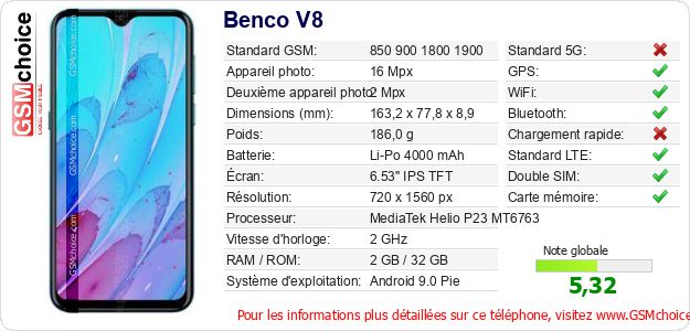 Benco V8 Fiche technique Benco V8 Fiche technique