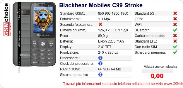 Blackbear Mobiles C99 Stroke Dati tecnici di telefono cellulare Blackbear Mobiles C99 Stroke Dati tecnici di telefono cellulare
