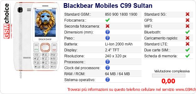 Blackbear Mobiles C99 Sultan Dati tecnici di telefono cellulare Blackbear Mobiles C99 Sultan Dati tecnici di telefono cellulare