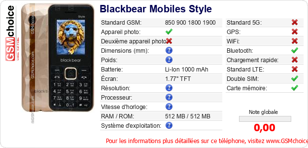 Blackbear Mobiles Style Fiche technique Blackbear Mobiles Style Fiche technique