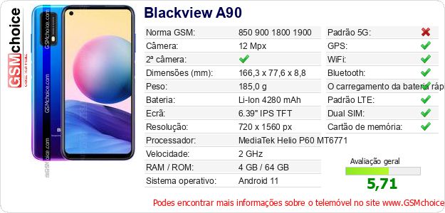 Blackview A90 Especificações técnicas do telemóvel 