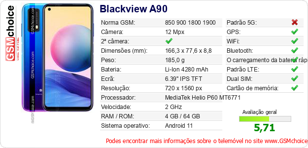 Blackview A90 Especificações técnicas do telemóvel 