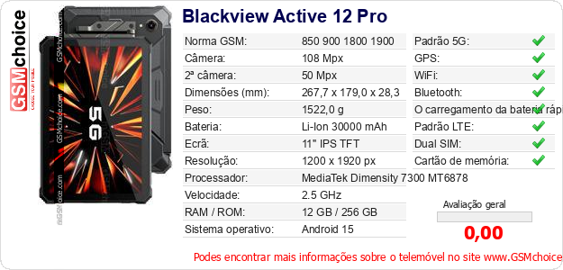 Blackview Active 12 Pro Especificações técnicas do telemóvel Blackview Active 12 Pro Especificações técnicas do telemóvel