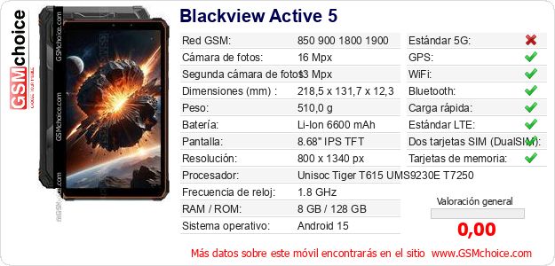 Blackview Active 5 Datos técnicos del móvil Blackview Active 5 Datos técnicos del móvil