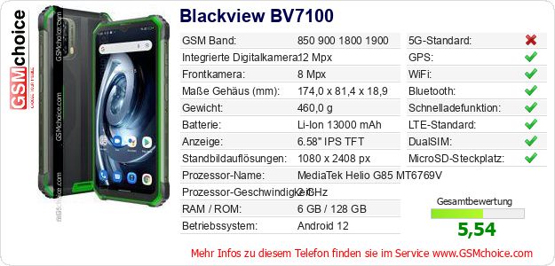 Blackview BV7100 technische Daten Blackview BV7100 technische Daten
