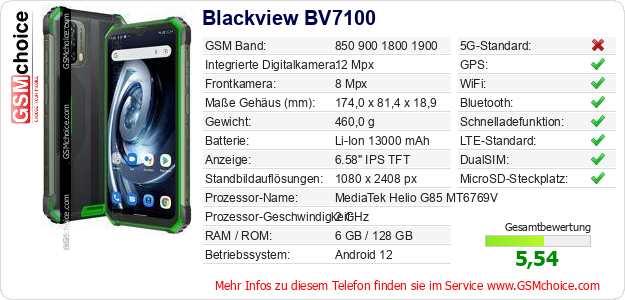 Blackview BV7100 technische Daten Blackview BV7100 technische Daten