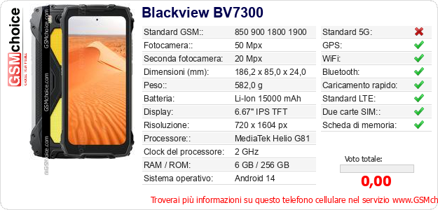 Blackview BV7300 Dati tecnici di telefono cellulare Blackview BV7300 Dati tecnici di telefono cellulare