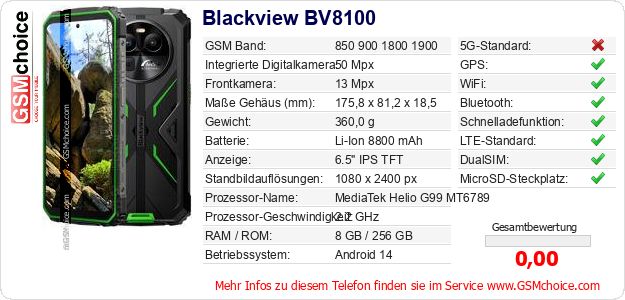 Blackview BV8100 technische Daten Blackview BV8100 technische Daten