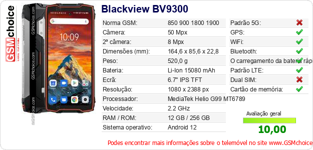 Blackview BV9300 Especificações técnicas do telemóvel Blackview BV9300 Especificações técnicas do telemóvel