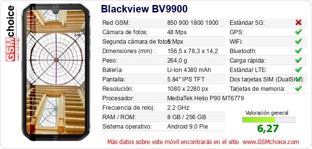 Blackview BV9900 Datos técnicos del móvil Blackview BV9900 Datos técnicos del móvil