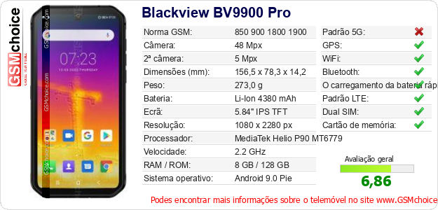 Blackview BV9900 Pro Especificações técnicas do telemóvel 