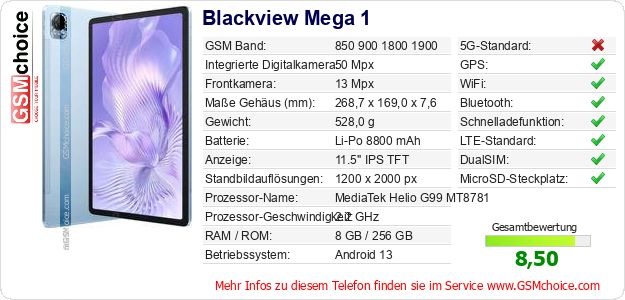 Blackview Mega 1 technische Daten Blackview Mega 1 technische Daten