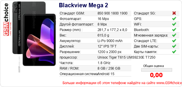 Blackview Mega 2 Технические данные телефона Blackview Mega 2 Технические данные телефона