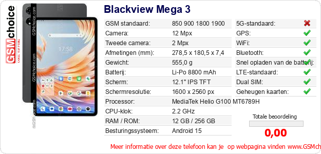 Blackview Mega 3 Technische gegevens Blackview Mega 3 Technische gegevens