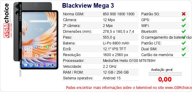 Blackview Mega 3 Especificações técnicas do telemóvel Blackview Mega 3 Especificações técnicas do telemóvel