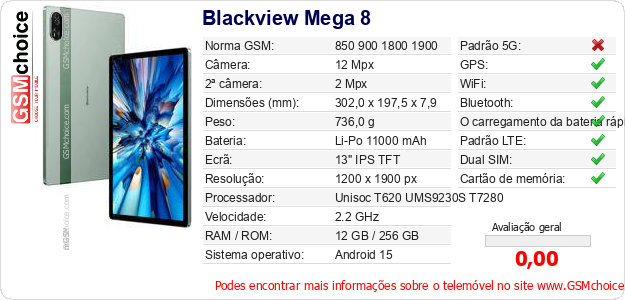Blackview Mega 8 Especificações técnicas do telemóvel 