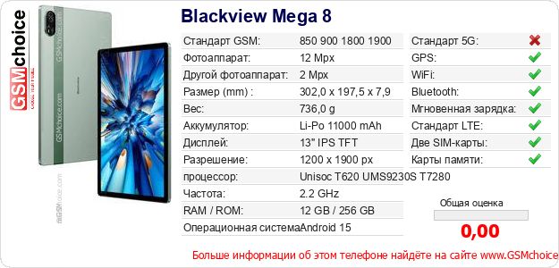 Blackview Mega 8 Технические данные телефона Blackview Mega 8 Технические данные телефона