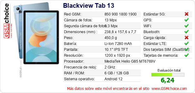 Blackview Tab 13 Datos técnicos del móvil Blackview Tab 13 Datos técnicos del móvil
