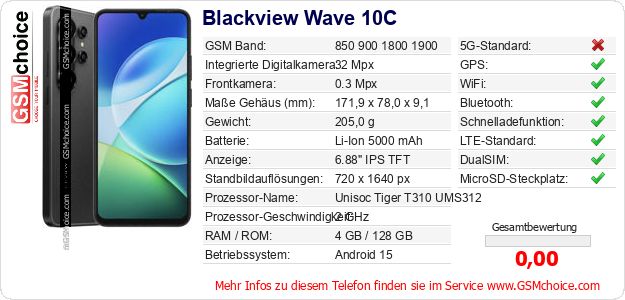 Blackview Wave 10C technische Daten Blackview Wave 10C technische Daten