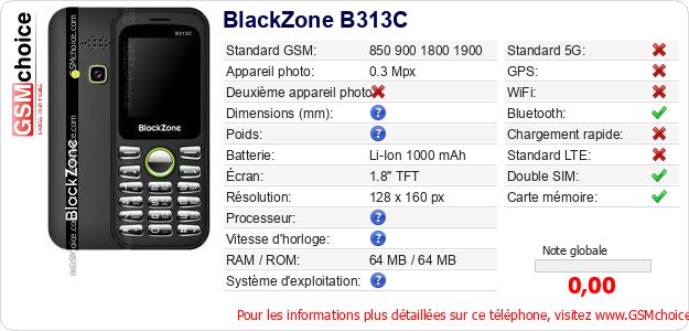 BlackZone B313C Fiche technique