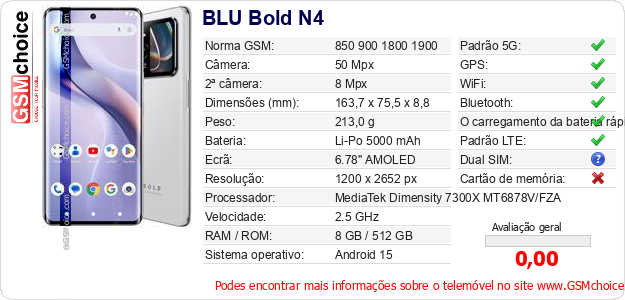 BLU Bold N4 Especificações técnicas do telemóvel BLU Bold N4 Especificações técnicas do telemóvel